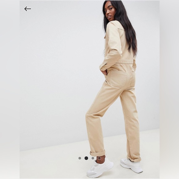 ASOS Design Tall Denim Boilersuit in Stone Size 6 - Picture 12 of 12